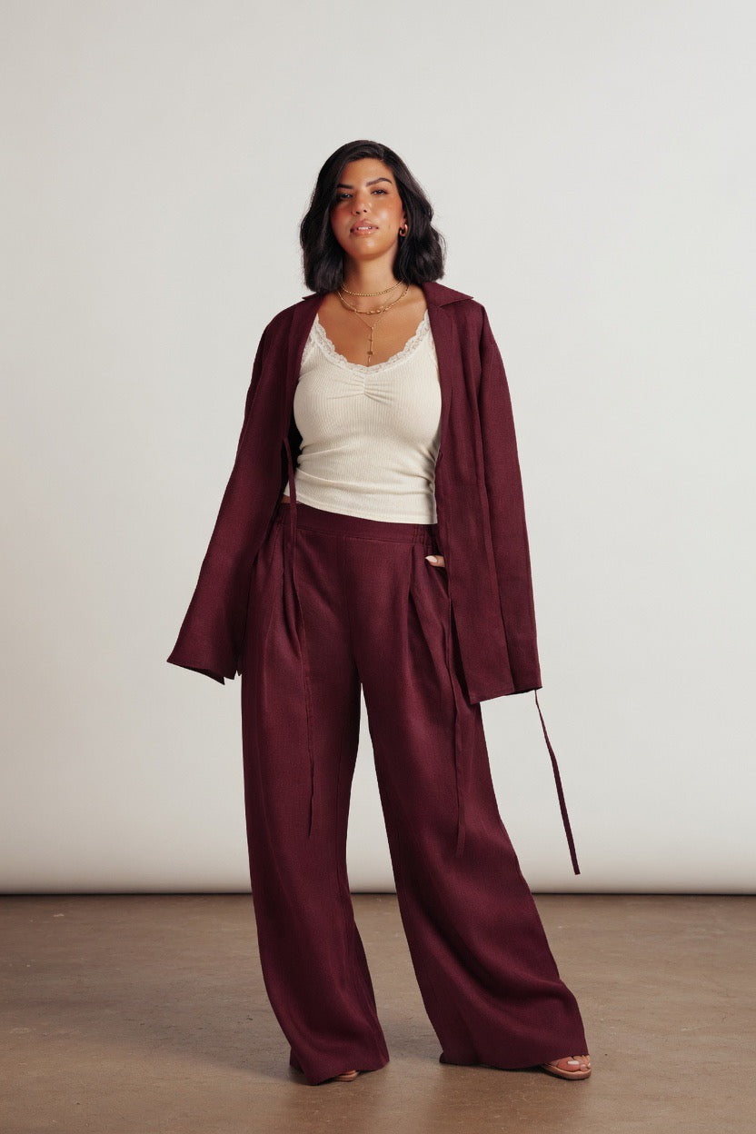 Burgundy Timeless linen set