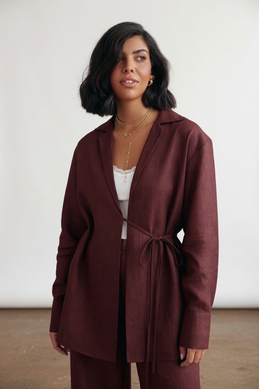 Burgundy Timeless linen set