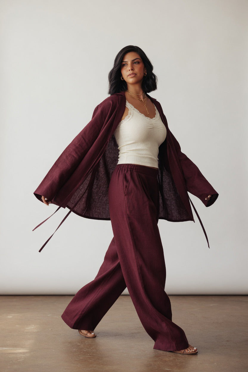 Burgundy Timeless linen set