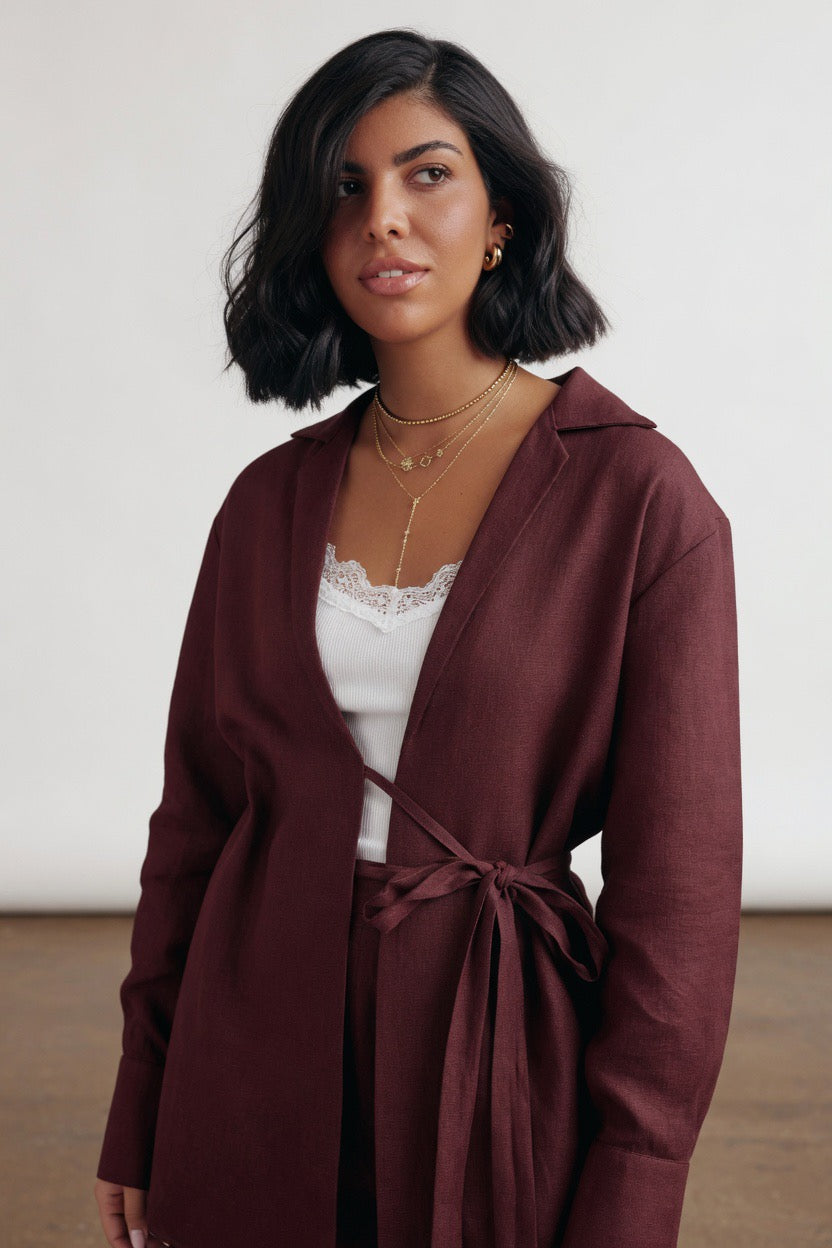 Burgundy Timeless linen set