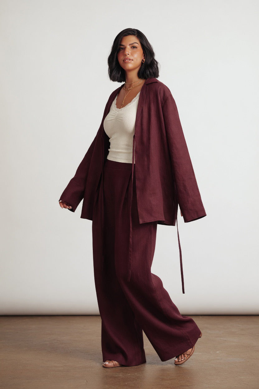 Burgundy Timeless linen set