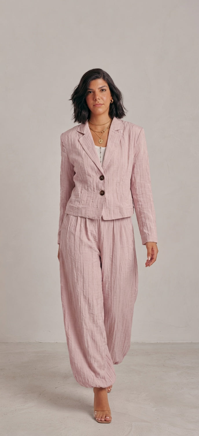 Summer powder pink Crinkle Cuffed Set