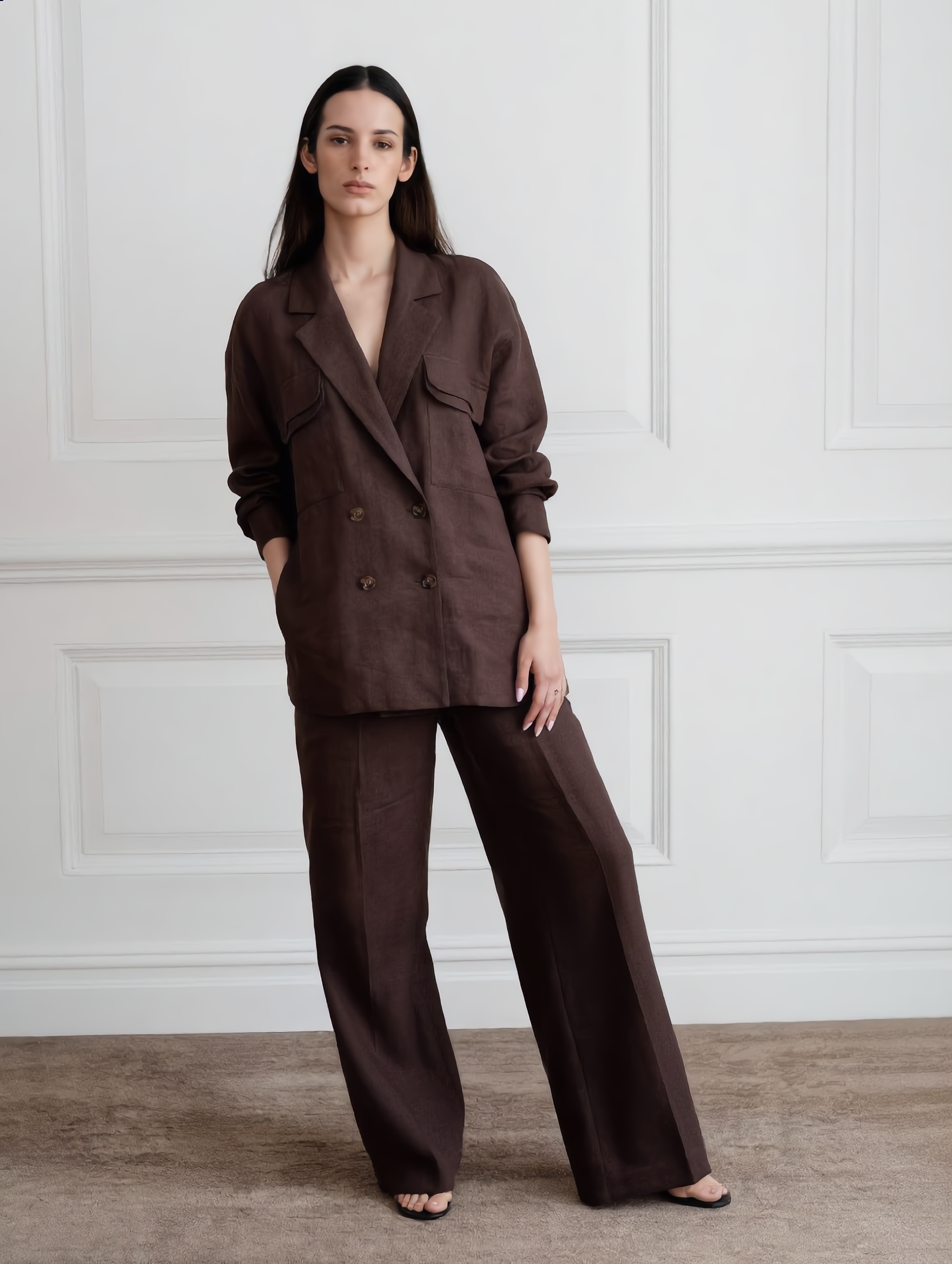The Power linen set ( Brown)
