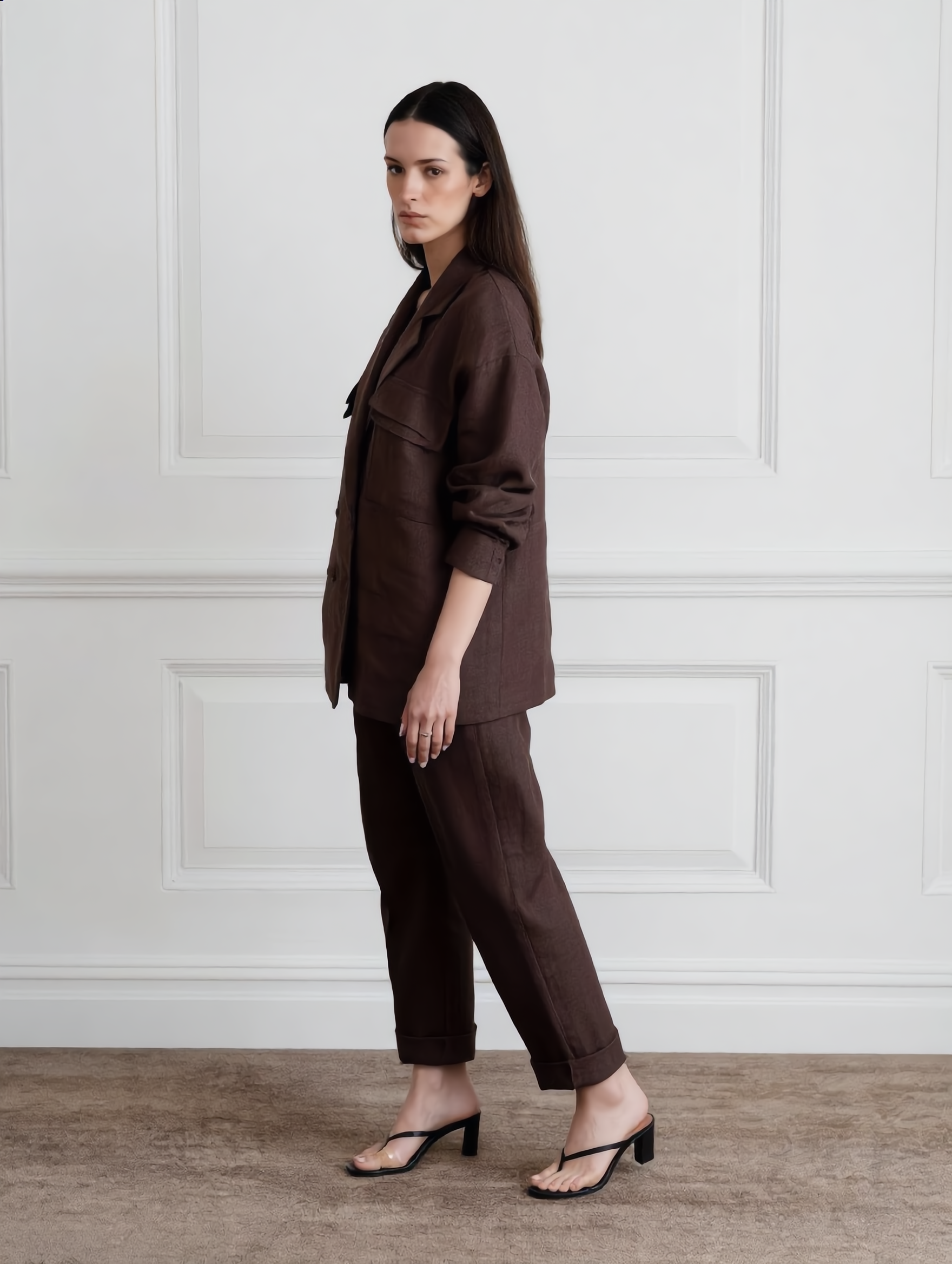 The Power linen set ( Brown)