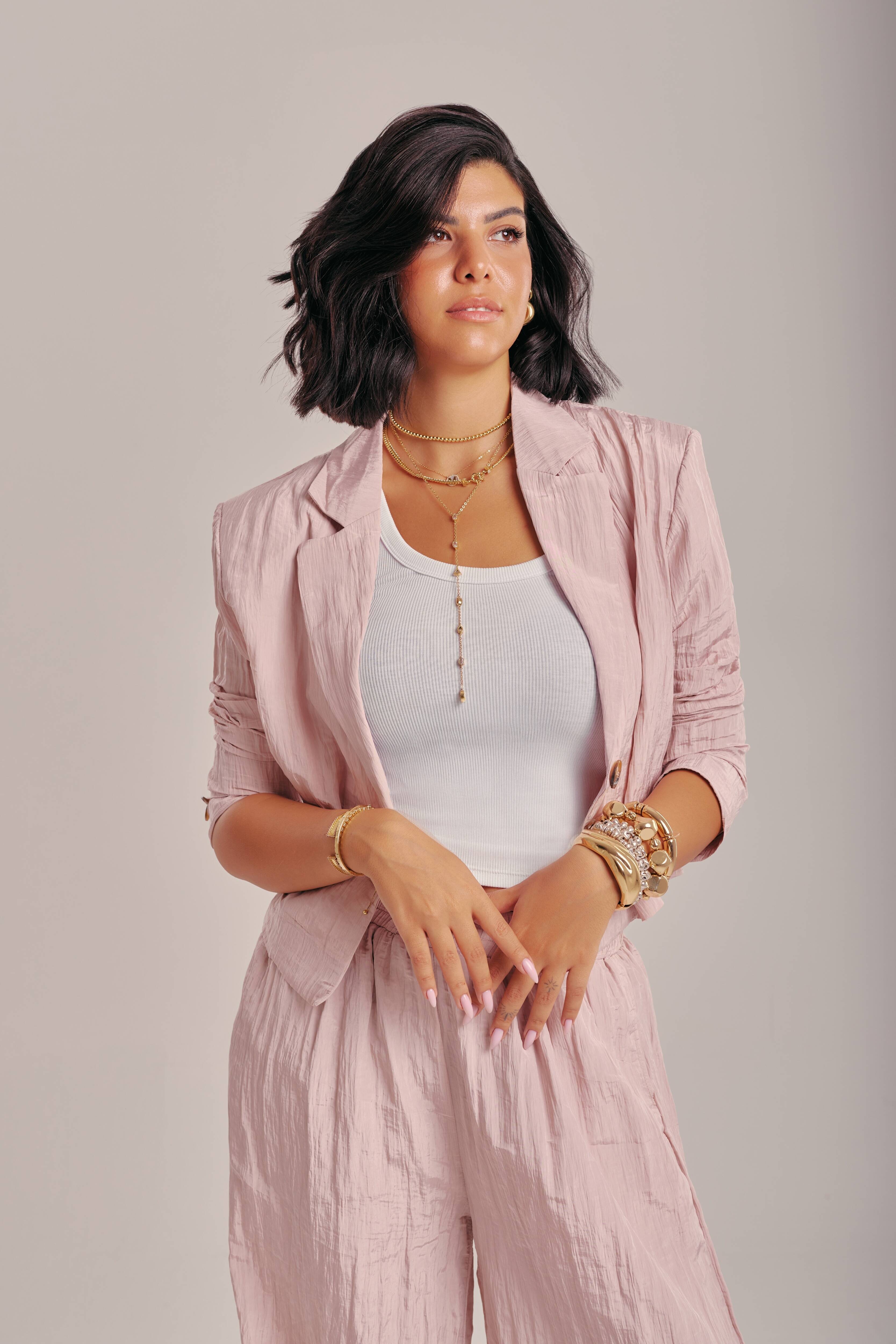 Summer powder pink Crinkle Cuffed Set